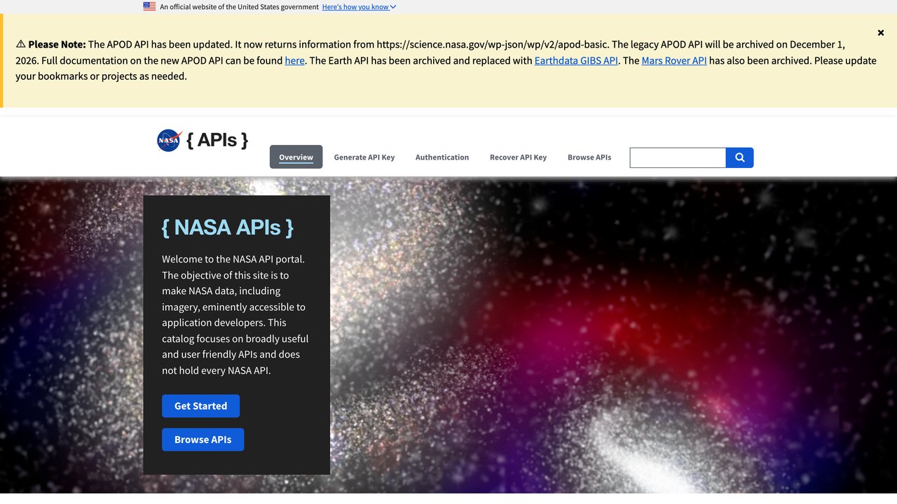 Portal de APIs abiertas de la NASA