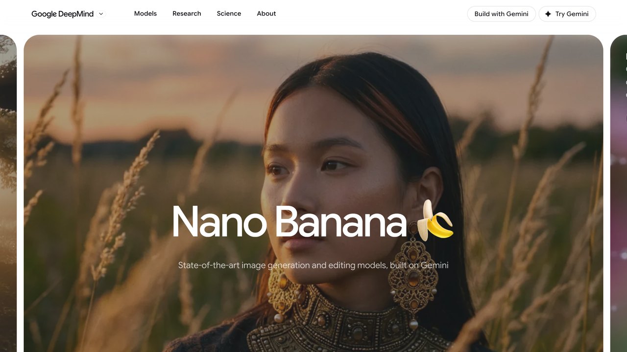 Página de Google DeepMind sobre Nano Banana, el modelo de imagen de Gemini