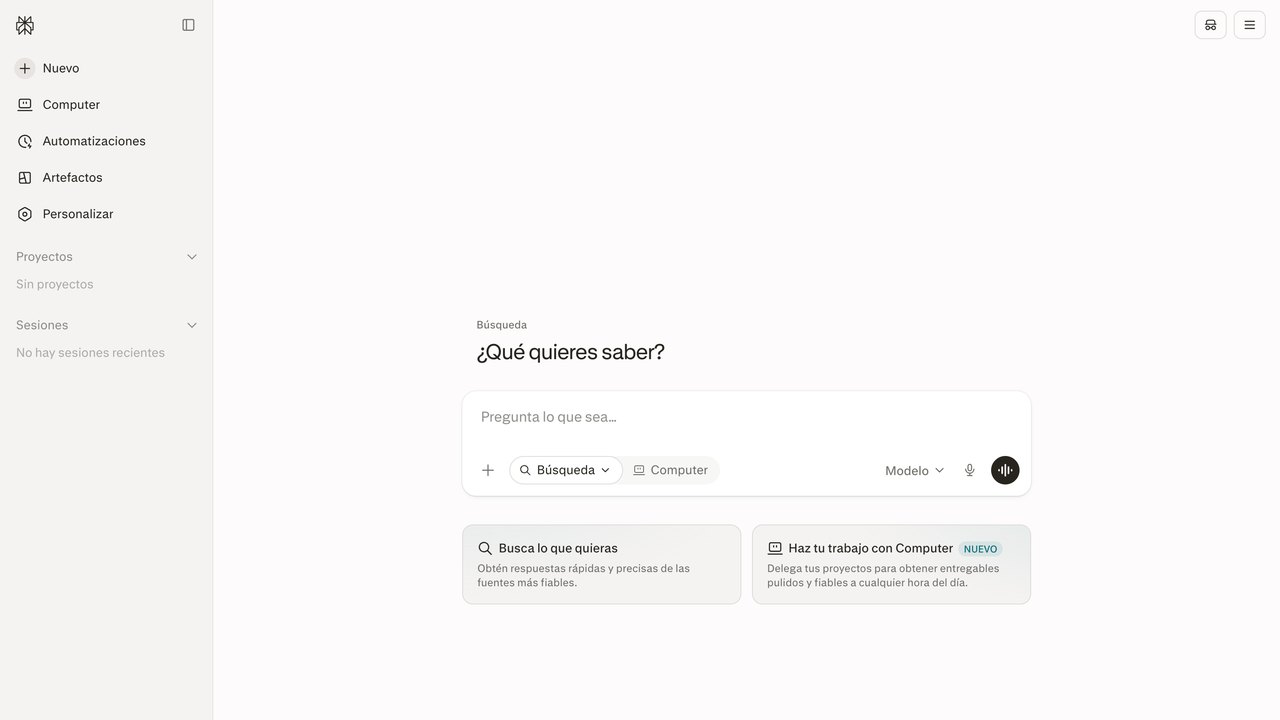 Portada de Perplexity, el buscador con IA
