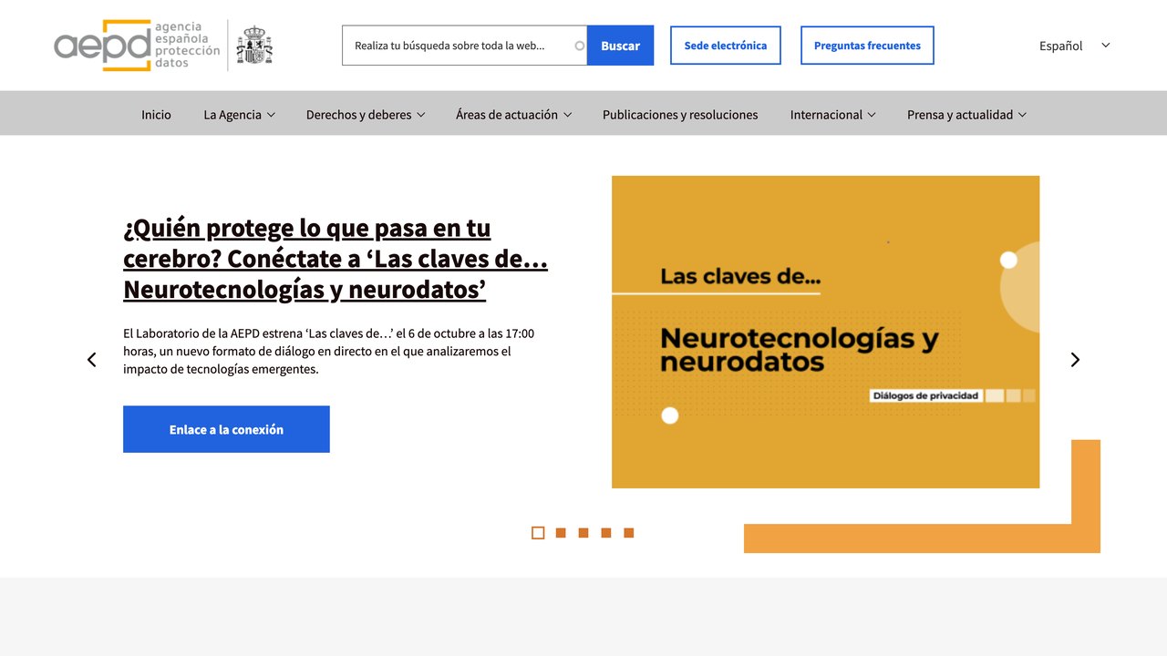 Web de la Agencia Española de Protección de Datos (AEPD)